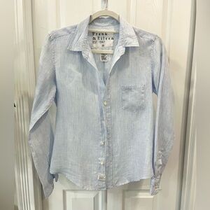 Frank & Eileen Pale Blue and White Striped Casual Barry Button-Down Shirt